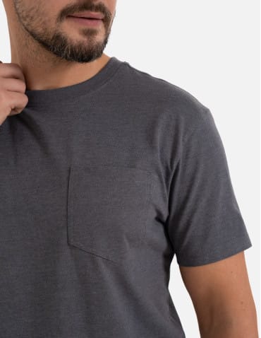 Koszulki z krótkim rękawem - Koszulka męska T-shirt bawełniany z kieszonką SZARY - produkt 2