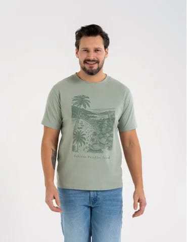 Koszulki i Tank Topy - T-shirt męski bawełniany z nadrukiem ZIELONY - produkt 1