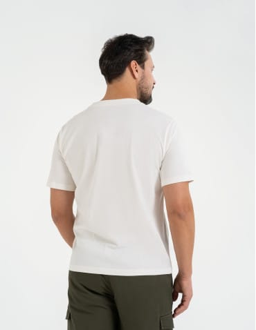 Koszulki i Tank Topy - T-shirt męski bawełniany z nadrukiem BEŻOWY - produkt 3