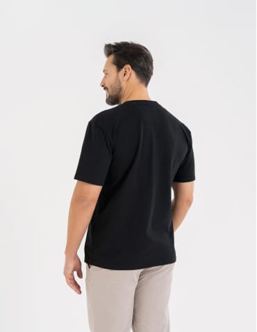 Koszulki z krótkim rękawem - Koszulka męska t-shirt z bawełny czesanej CZARNY - produkt 3