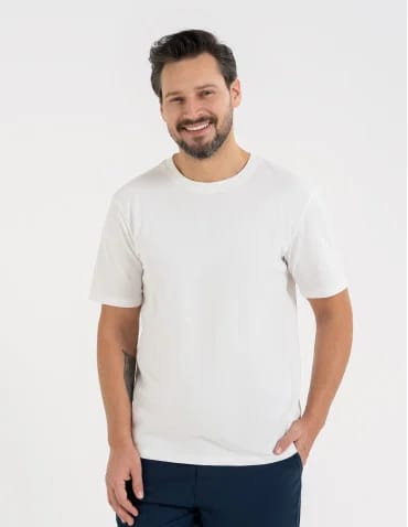 Koszulki z krótkim rękawem - Koszulka męska t-shirt z bawełny czesanej BIAŁY - produkt 1