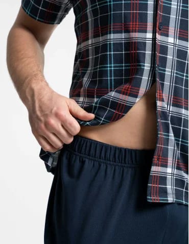Męska piżama z rozpinaną bluzką w kratę Plus Size - WZÓR 1  - produkt 2