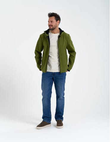 Kurtki przejściowe - Męska kurtka przejściowa softshell przeciwdeszczowy KHAKI - produkt 10