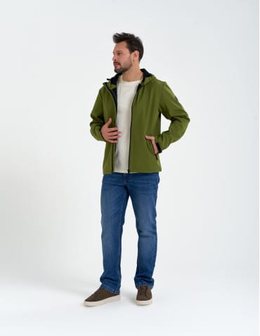 Kurtki przejściowe - Męska kurtka przejściowa softshell przeciwdeszczowy KHAKI - produkt 14