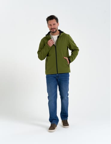 Kurtki przejściowe - Męska kurtka przejściowa softshell przeciwdeszczowy KHAKI - produkt 5