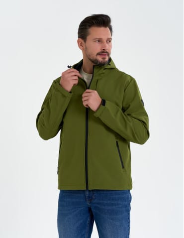 Kurtki przejściowe - Męska kurtka przejściowa softshell przeciwdeszczowy KHAKI - produkt 12