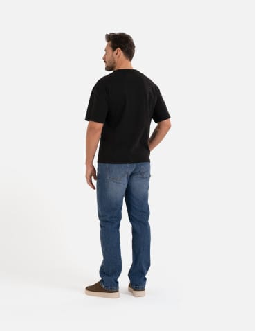 Koszulki z krótkim rękawem - T-shirt męski koszulka bawełniana oversize z nadrukiem holograficznym CZARNY - produkt 5