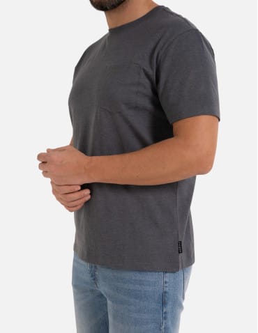 Koszulki z krótkim rękawem - Koszulka męska T-shirt bawełniany z kieszonką SZARY - produkt 5