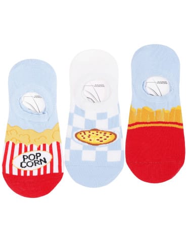 Skarpetki niskie stopki damskie pizza, frytki, popcorn 3-pak