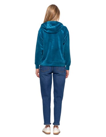 Bluzy damskie - Damska welurowa bluza z kapturem ZIELONY - produkt 6