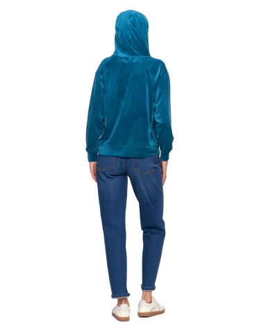 Bluzy damskie - Damska welurowa bluza z kapturem ZIELONY - produkt 8
