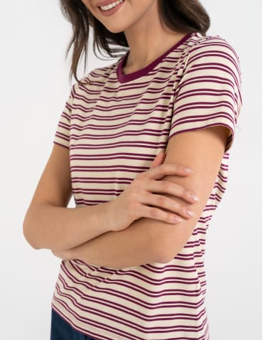 Koszulki z krótkim rękawem - T-shirt damski bawełniany w paski WZÓR 1 - produkt 3