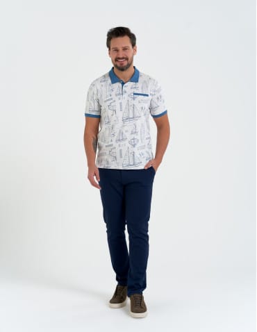 Koszulki polo - Koszulka polo męska z krótkim rękawem wzorzysta WZÓR 2 - produkt 7