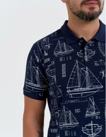 Koszulka polo męska z krótkim rękawem wzorzysta - produkt 2