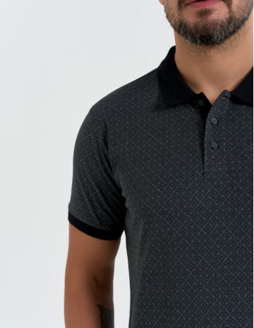 Koszulki polo - Koszulka polo męska z krótkim rękawem wzorzysta WZÓR 3 - produkt 2
