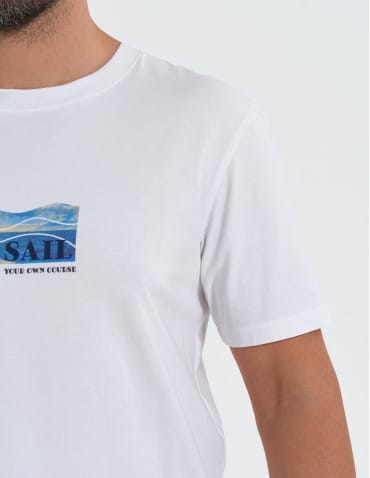 Koszulki z krótkim rękawem - T-shirt męski z nadrukiem morza BIAŁY - produkt 6