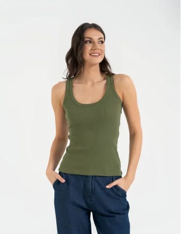 Damska koszulka tank top w prążek bawełniana
