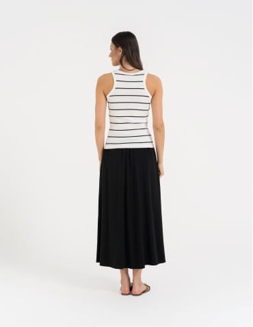 Topy na ramiączkach - Damska koszulka tank top w prążek bawełniana BIAŁY - produkt 5