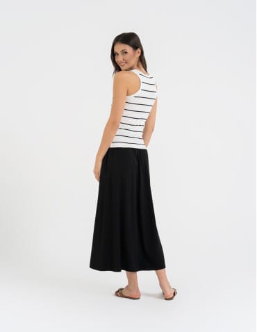 Topy na ramiączkach - Damska koszulka tank top w prążek bawełniana BIAŁY - produkt 3