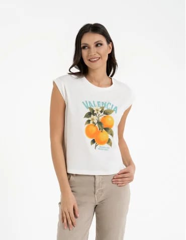 Koszulki z krótkim rękawem - T-shirt damski bawełniany z nadrukiem WZÓR 1 - produkt 1