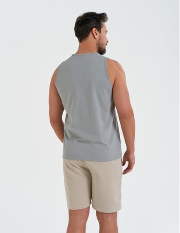 Tank Topy - Tank top męski bawełniany koszulka bez rękawów SZARY - produkt 1