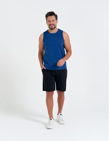 Tank Topy - Tank top męski bawełniany koszulka bez rękawów GRANATOWY - produkt 2