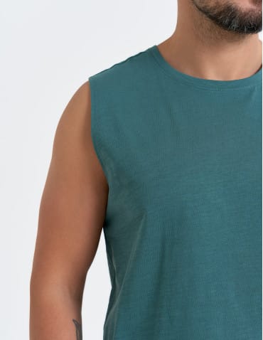Koszulki i Tank Topy - Koszulka męska tank top bez rękawów luźna ZIELONY - produkt 1