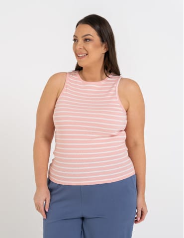 Topy na ramiączkach - Damska koszulka Tank Top w prążek WZÓR 2 - produkt 6