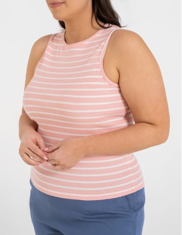 Topy na ramiączkach - Damska koszulka Tank Top w prążek WZÓR 2 - produkt 7