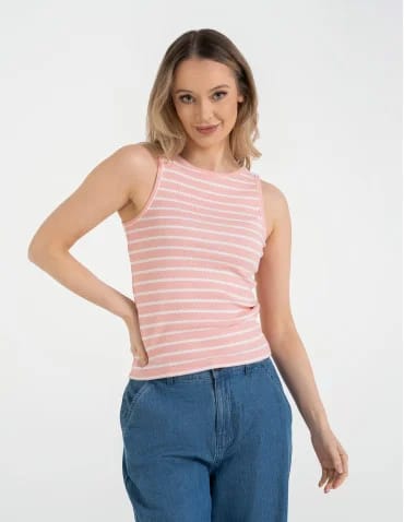 Topy na ramiączkach - Damska koszulka Tank Top w prążek WZÓR 2 - produkt 1