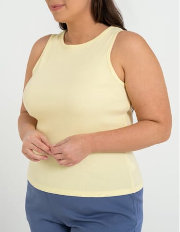 Topy na ramiączkach - Damska koszulka Tank Top w prążek ŻÓŁTY - produkt 8