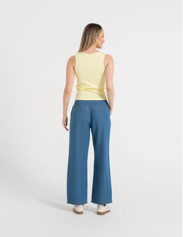 Topy na ramiączkach - Damska koszulka Tank Top w prążek ŻÓŁTY - produkt 6
