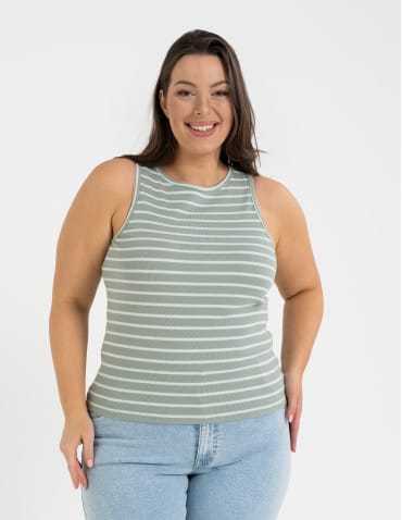 Topy na ramiączkach - Damska koszulka Tank Top w prążek WZÓR 1 - produkt 6