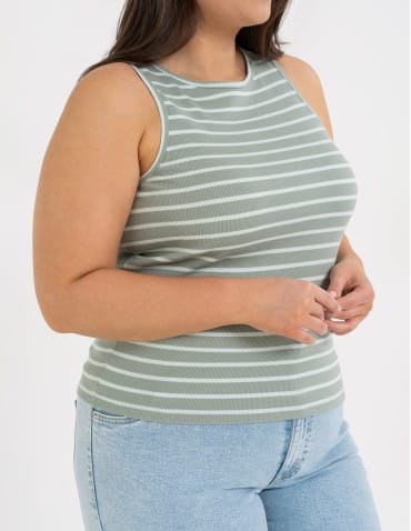 Topy na ramiączkach - Damska koszulka Tank Top w prążek WZÓR 1 - produkt 7