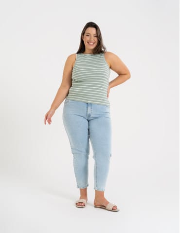 Topy na ramiączkach - Damska koszulka Tank Top w prążek WZÓR 1 - produkt 9