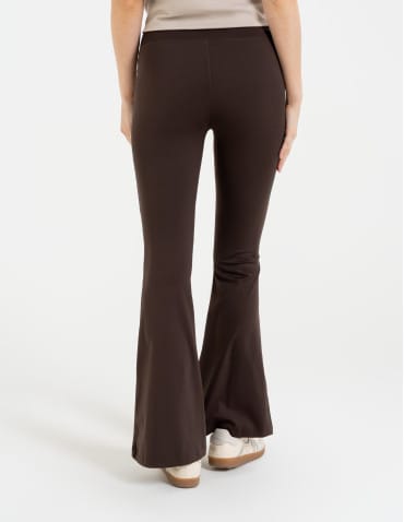 Legginsy z wysokim stanem - Legginsy dzwony damskie wysoki stan z rozszerzaną nogawką BRĄZOWY - produkt 6