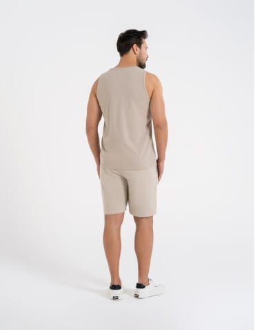 Koszulki i Tank Topy - Męski tank top gładka koszulka bez rękawów BEŻOWY - produkt 6