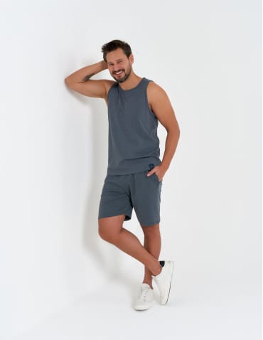 Koszulki i Tank Topy - Męski tank top gładka koszulka bez rękawów GRANATOWY - produkt 7