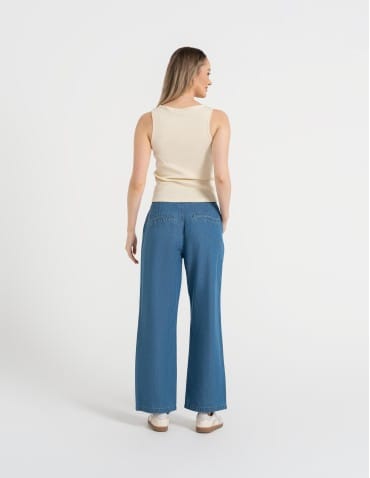 Topy na ramiączkach - Damska koszulka Tank Top w prążek BEŻOWY - produkt 6