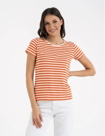 Koszulki z krótkim rękawem - T-shirt damski klasyczny w paski WZÓR 1 - produkt 1