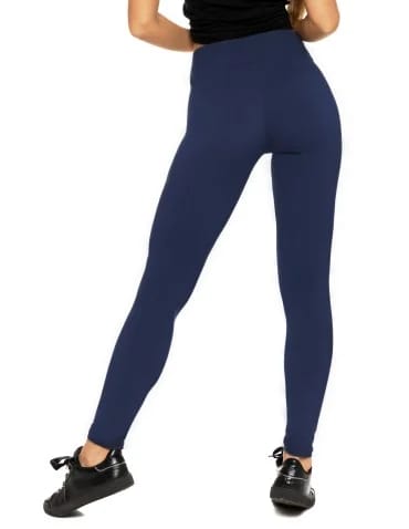 Klasyczne legginsy damskie z wysokim stanem - GRANATOWY - produkt 2