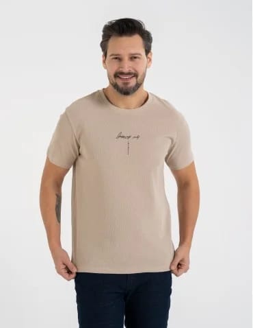 T-shirt męski bawełniany o regularnym kroju z nadrukiem
