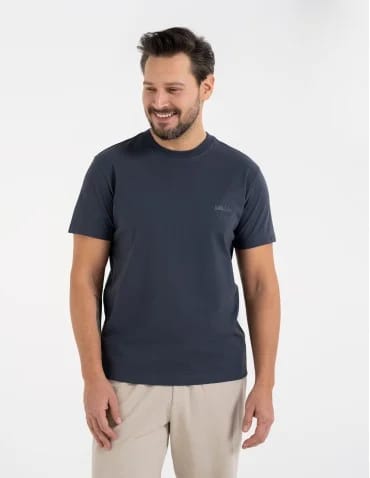 Koszulki z krótkim rękawem - T-shirt męski bawełniany 100% z nadrukiem GRANATOWY - produkt 1