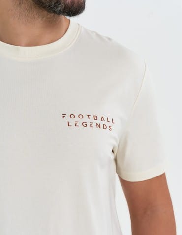 Koszulki z krótkim rękawem - T-shirt męski bawełniany ze sportowym akcentem o regularnym kroju BEŻOWY - produkt 3