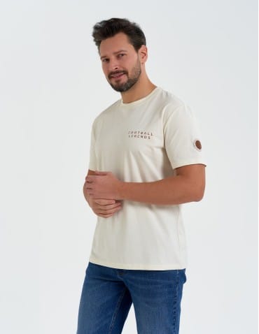 T-shirt męski bawełniany ze sportowym akcentem o regularnym kroju