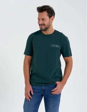 Koszulki z krótkim rękawem - T-shirt męski bawełniany ze sportowym akcentem o regularnym kroju ZIELONY - produkt 1
