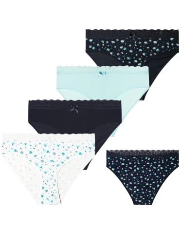 Majtki damskie figi bikini z elastycznym koronkowym pasem 4-pak