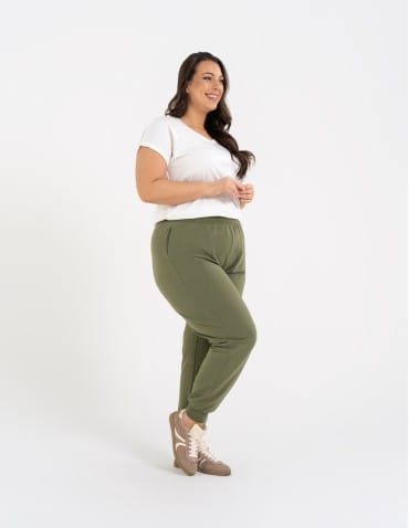 Spodnie damskie - Spodnie damskie dresowe basic KHAKI - produkt 7