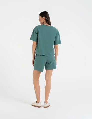 Koszulki z krótkim rękawem - T-shirt damski o luźnym kroju z napisami TURKUSOWY - produkt 4