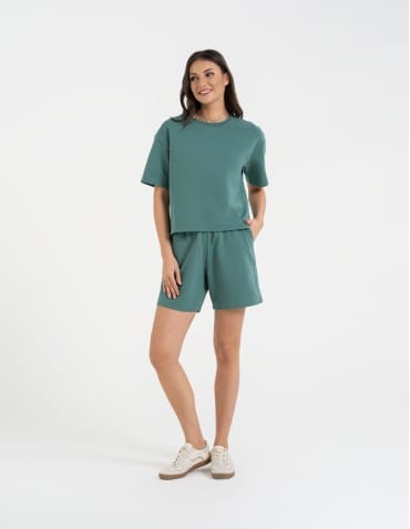 Koszulki z krótkim rękawem - T-shirt damski o luźnym kroju z napisami TURKUSOWY - produkt 3